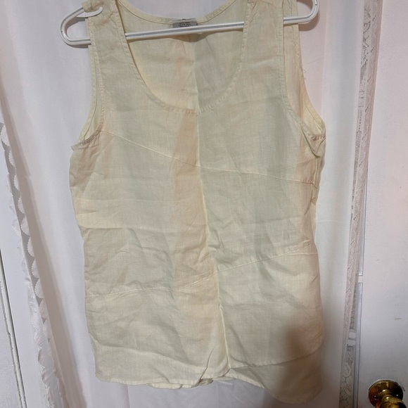Click xl- Elegant Creamy yellow linen Sleeveless Tank Top- new or like new - Picture 5 of 8